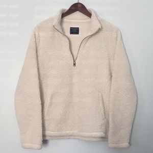 Abercrombie & Fitch Sherpa Fleece Pullover Ivory